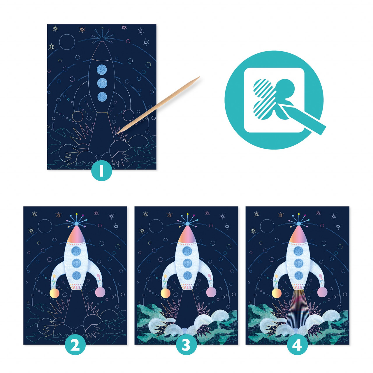 Joc creativ de razuit Cosmos, Djeco - imagine 2