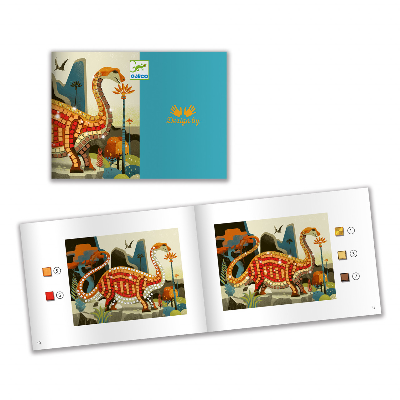 Joc creativ mozaic Dinozauri, Djeco - imagine 5