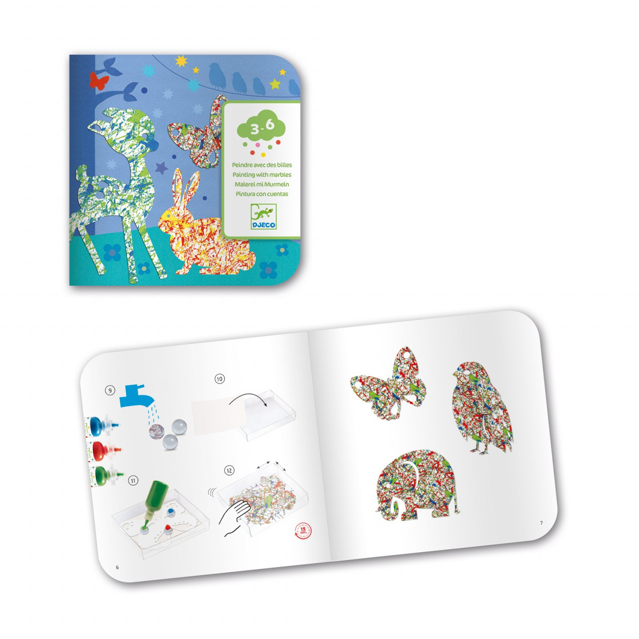 Joc creativ pictura cu bile din sticla Animale, Djeco - imagine 3