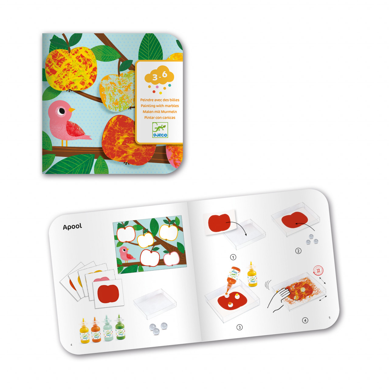 Joc creativ pictura cu bile din sticla Natura, Djeco - imagine 5