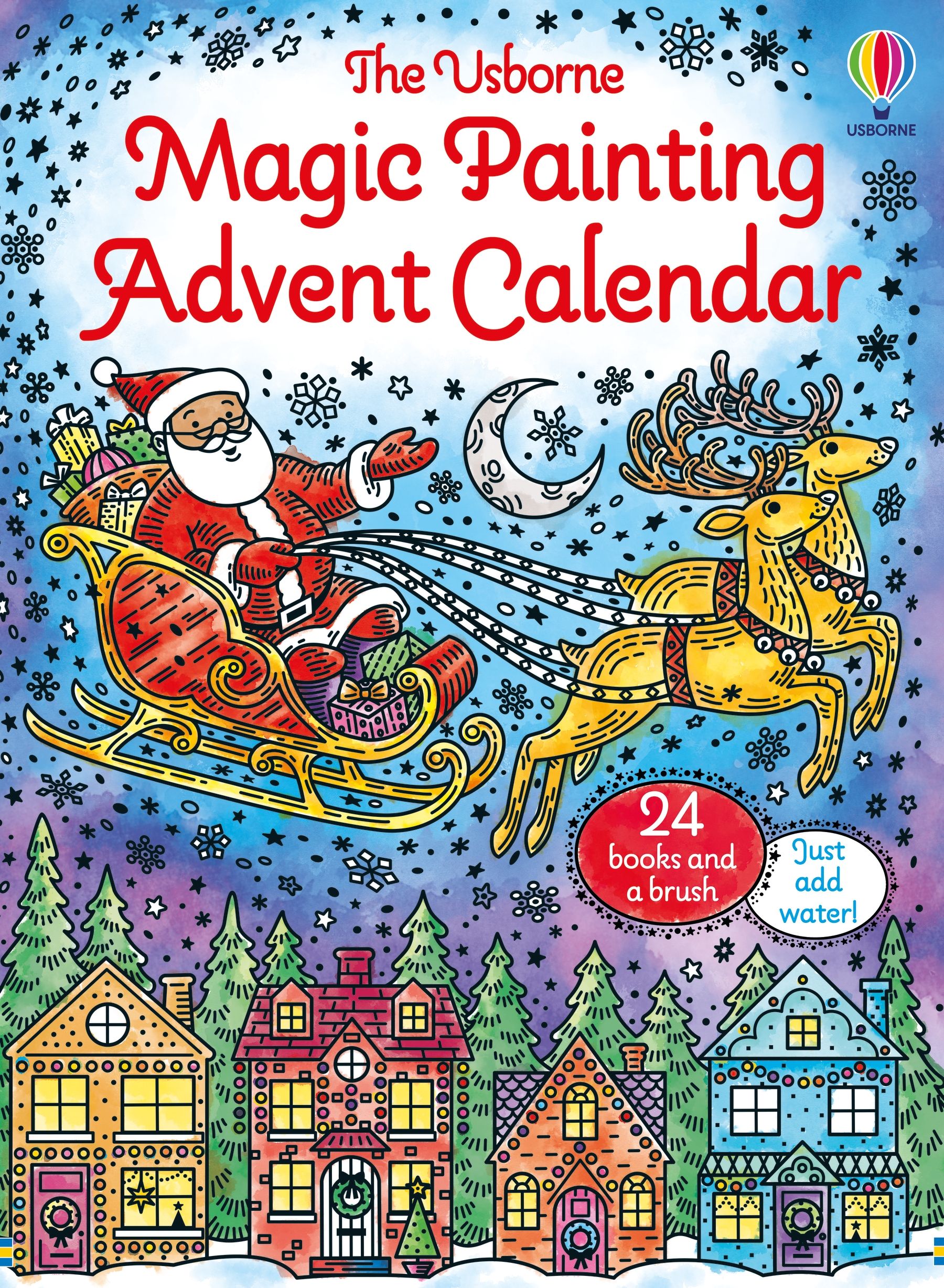Magic Painting Advent Calendar, Usborne, 24 carti de colorat cu apa