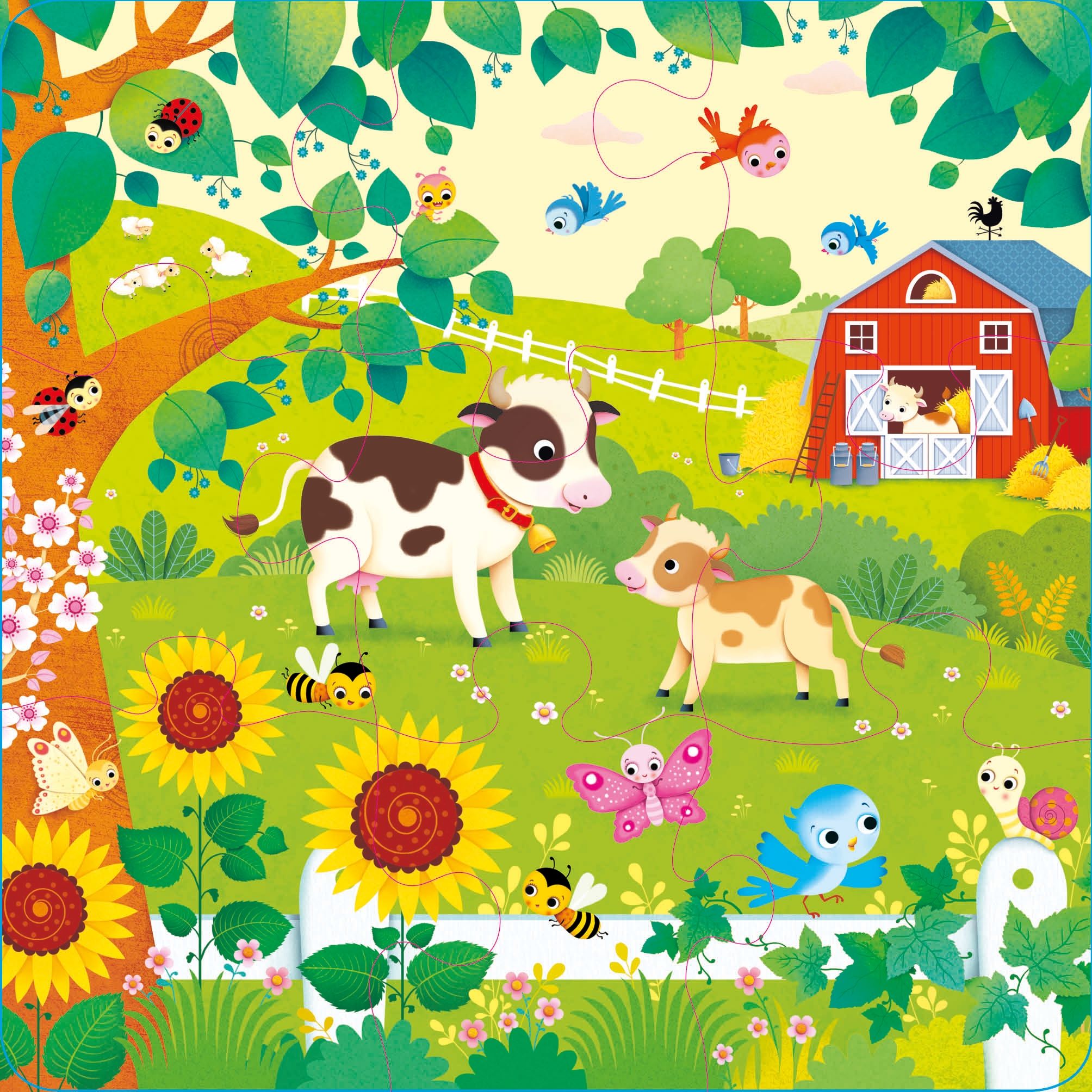 Usborne Book and 3 Jigsaws: On the Farm, carte si puzzle-uri de 9 piese, Usborne - imagine 2