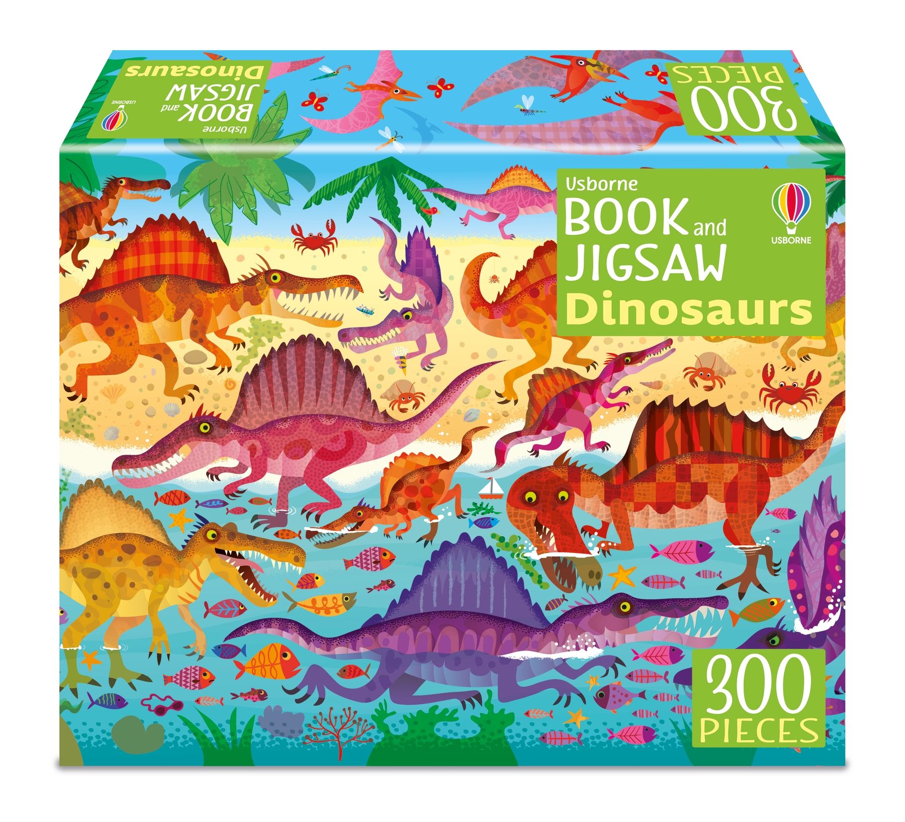 Usborne Book and Jigsaw Dinosaurs, puzzle 300 piese si carte inclusa, Usborne